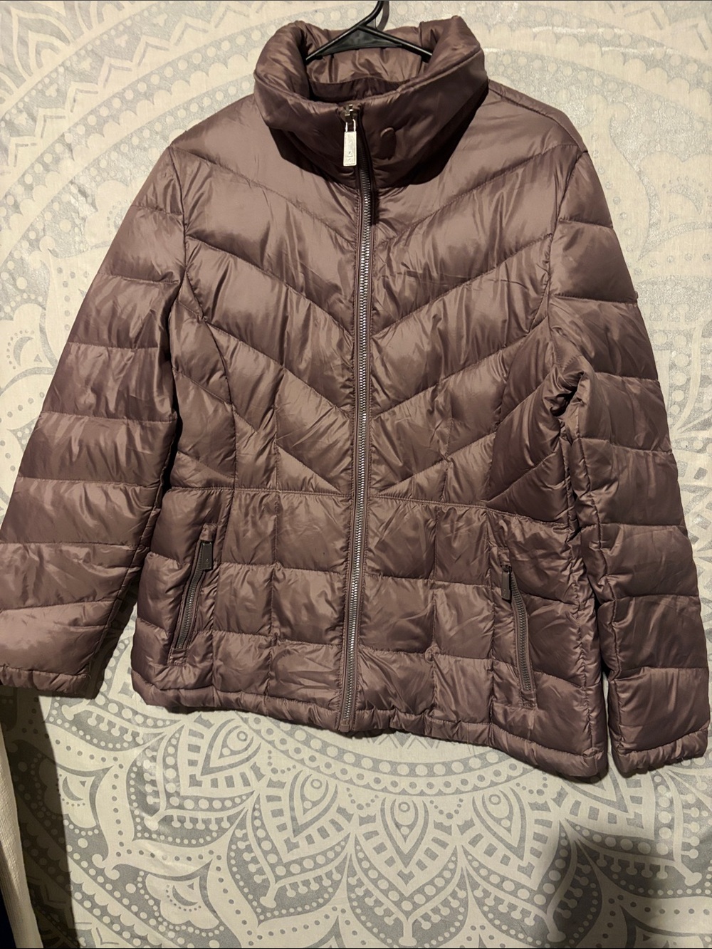 Kenneth Cole Quilted Puffer Jacket in Mauve
